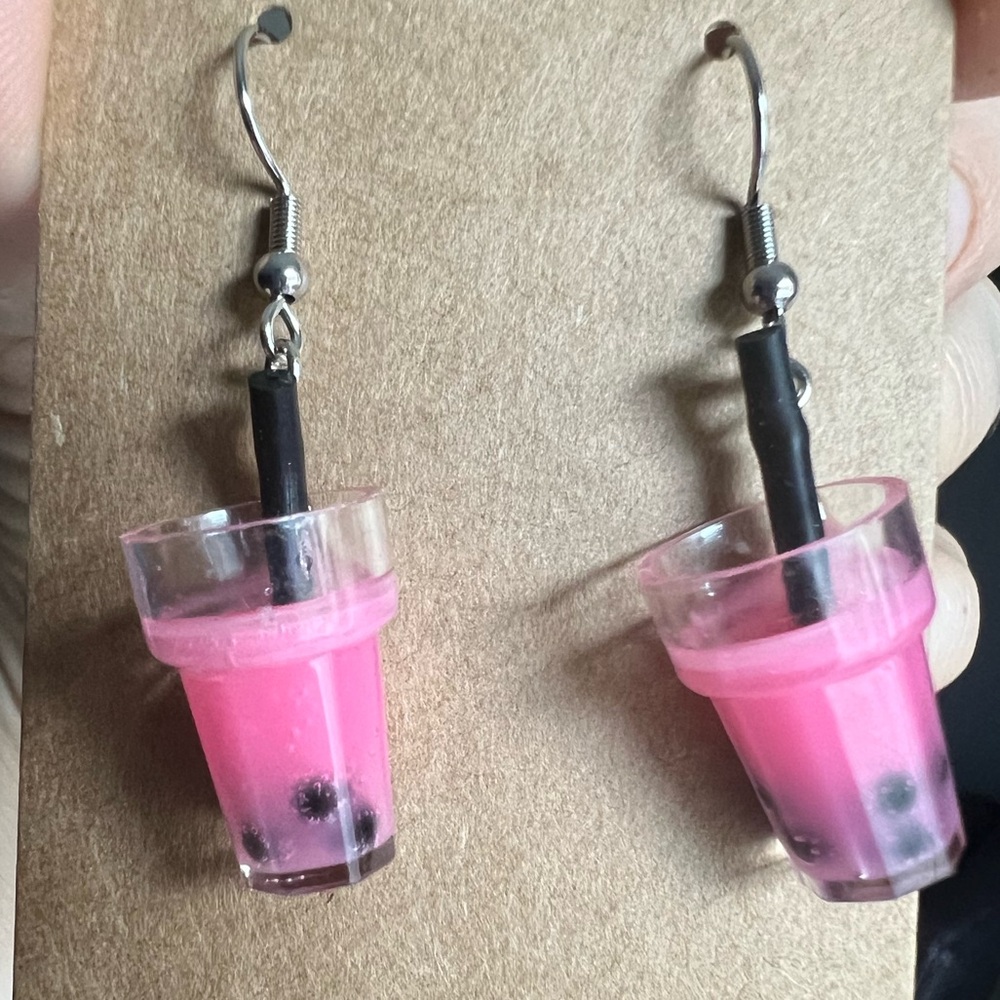 Bubble tea earrings - pink